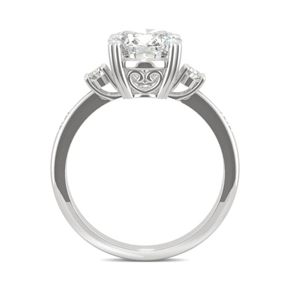 3.14 CTW DEW Oval Moissanite Seven-Stone Ring in 14K White Gold