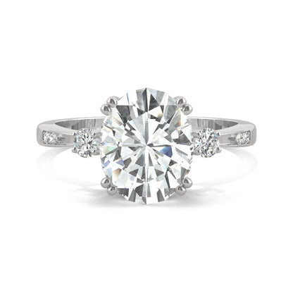 3.14 CTW DEW Oval Moissanite Seven-Stone Ring in 14K White Gold