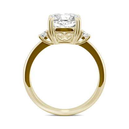 2.54 CTW DEW Cushion Moissanite Seven-Stone Ring in 14K Yellow Gold