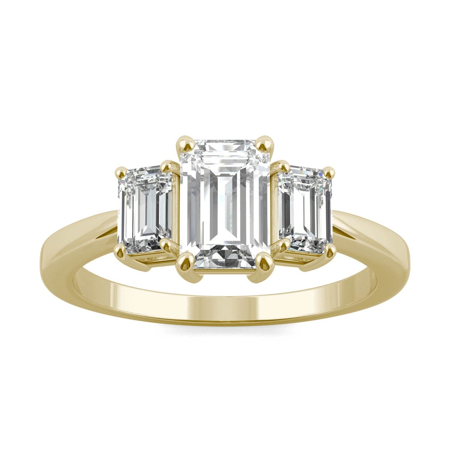 1.55 CTW DEW Emerald Moissanite Basket Ring in 14K Yellow Gold