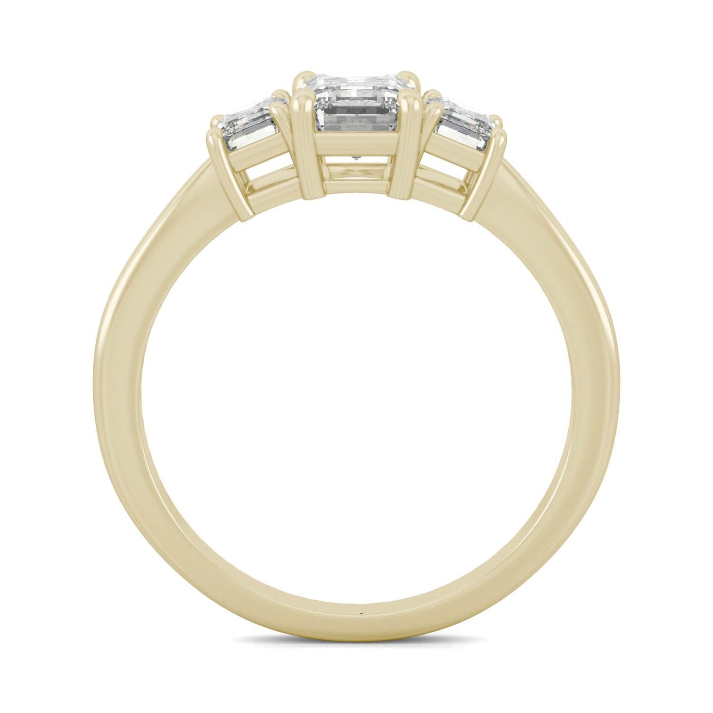 1.55 CTW DEW Emerald Moissanite Basket Ring in 14K Yellow Gold