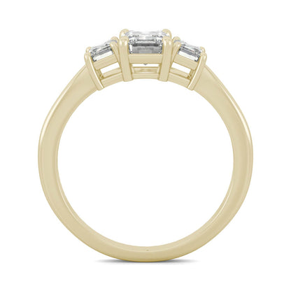 1.55 CTW DEW Emerald Moissanite Basket Ring in 14K Yellow Gold
