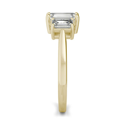 1.55 CTW DEW Emerald Moissanite Basket Ring in 14K Yellow Gold