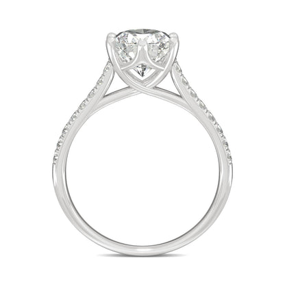 2.34 CTW DEW Oval Moissanite Engagement Ring in 14K White Gold