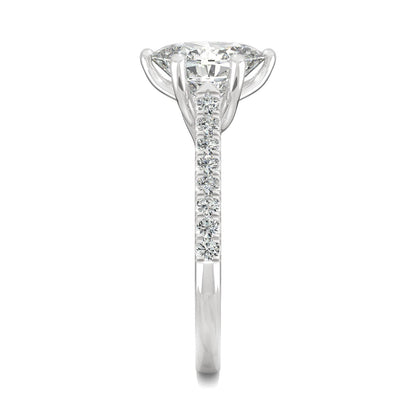 2.34 CTW DEW Oval Moissanite Engagement Ring in 14K White Gold