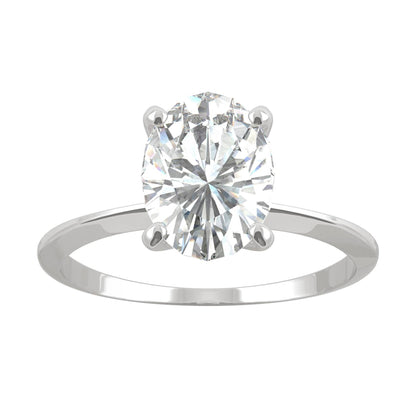 2.10 CTW DEW Oval Moissanite Solitaire Engagement Ring in 14K White Gold
