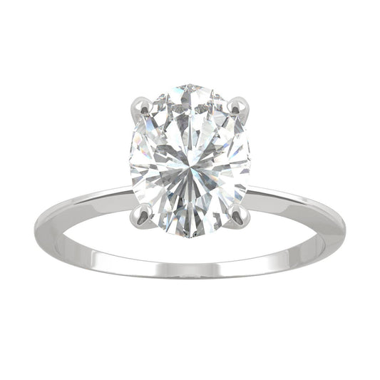 2.10 CTW DEW Oval Moissanite Solitaire Engagement Ring in 14K White Gold