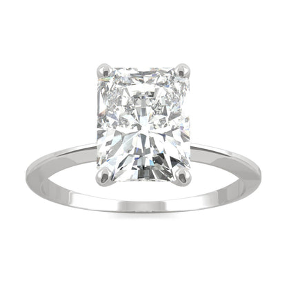 2.70 CTW DEW Radiant Moissanite Solitaire Engagement Ring in 14K White Gold