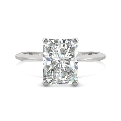 2.70 CTW DEW Radiant Moissanite Solitaire Engagement Ring in 14K White Gold