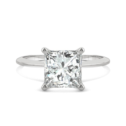 1.92 CTW DEW Princess Moissanite Solitaire Engagement Ring in 14K White Gold