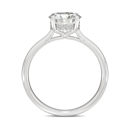1.58 CTW DEW Round Moissanite Hidden Halo Engagement Ring in 14K White Gold