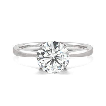 1.58 CTW DEW Round Moissanite Hidden Halo Engagement Ring in 14K White Gold