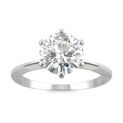 1.90 CTW DEW Round Moissanite Six-Prong Solitaire Engagement Ring in 14K White Gold