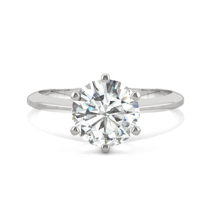 1.90 CTW DEW Round Moissanite Six-Prong Solitaire Engagement Ring in 14K White Gold