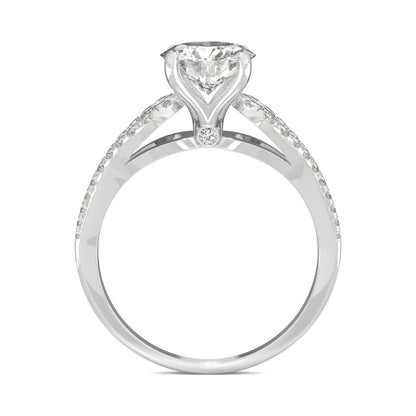 2.08 CTW DEW Round Moissanite Accented Engagement Ring in 14K White Gold