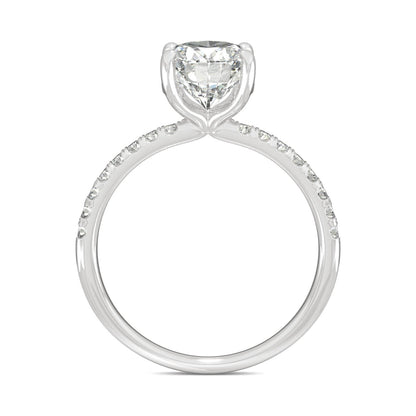 2.34 CTW DEW Oval Moissanite Basket Ring in 14K White Gold