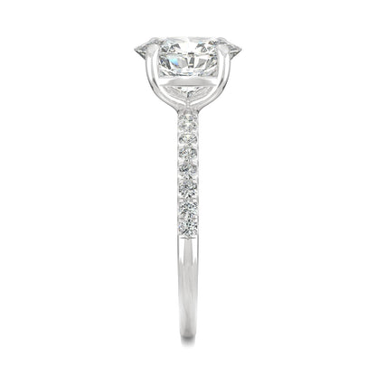 2.34 CTW DEW Oval Moissanite Basket Ring in 14K White Gold