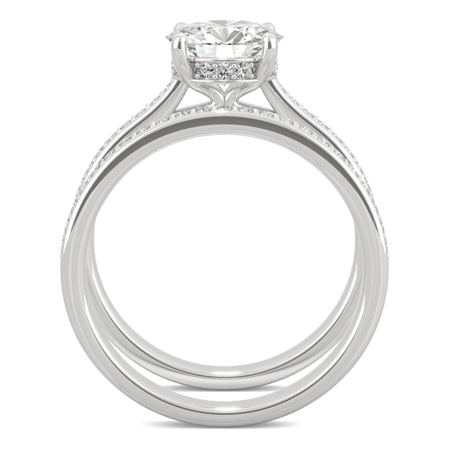 1.92 CTW DEW Round Moissanite Bridal Set in 14K White Gold