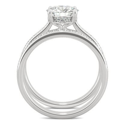 1.92 CTW DEW Round Moissanite Bridal Set in 14K White Gold