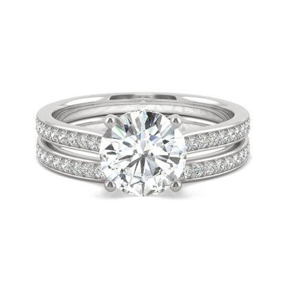 1.92 CTW DEW Round Moissanite Bridal Set in 14K White Gold