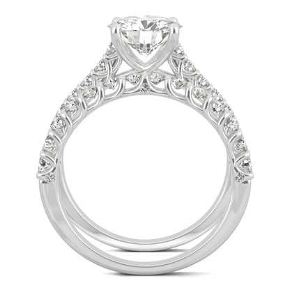 2.37 CTW DEW Round Moissanite Bridal Set in 14K White Gold