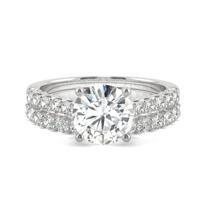 2.37 CTW DEW Round Moissanite Bridal Set in 14K White Gold