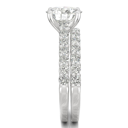 2.37 CTW DEW Round Moissanite Bridal Set in 14K White Gold