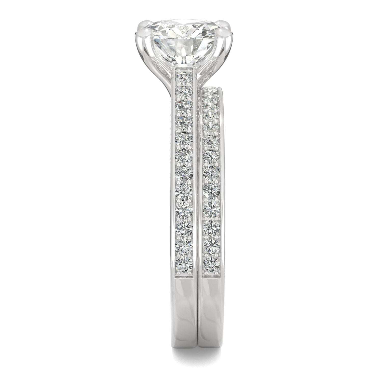 2.71 CTW DEW Round Moissanite Bridal Set in 14K White Gold