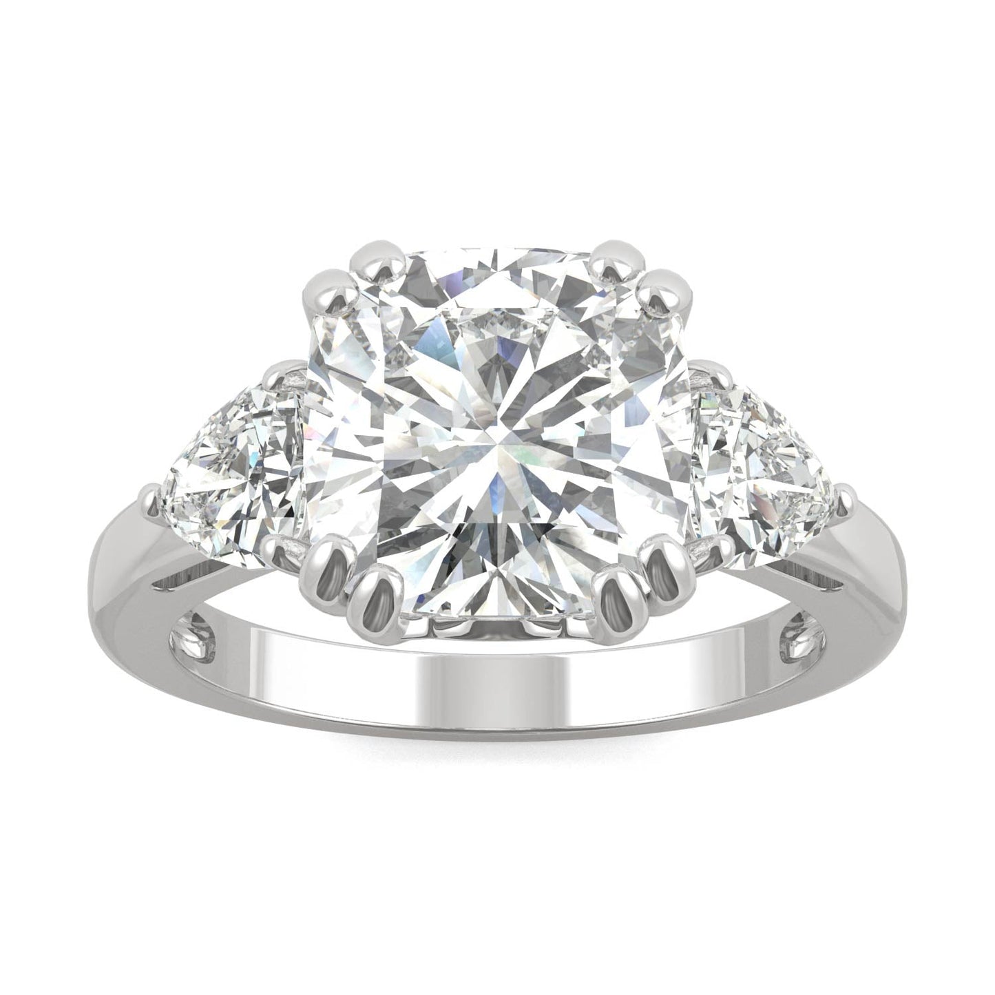 5.00 CTW DEW Cushion Moissanite Engagement Ring in 14K White Gold