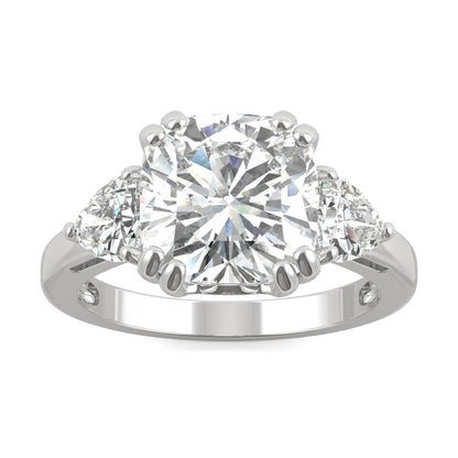 5.00 CTW DEW Cushion Moissanite Engagement Ring in 14K White Gold