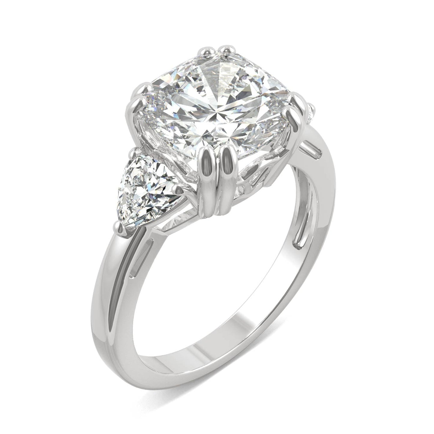 5.00 CTW DEW Cushion Moissanite Engagement Ring in 14K White Gold