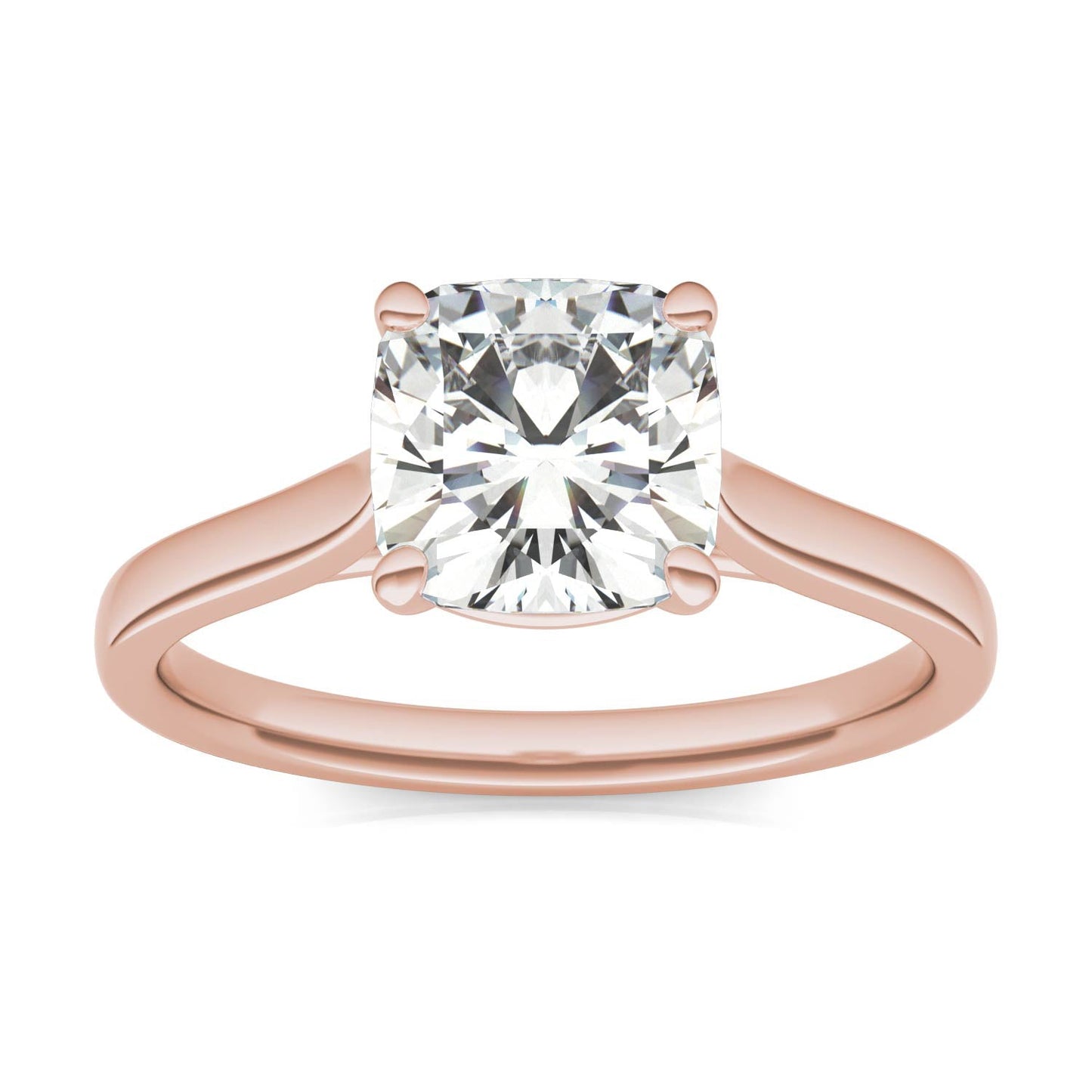 2.00 CTW DEW Cushion Moissanite Solitaire Engagement Ring in 14K Rose Gold