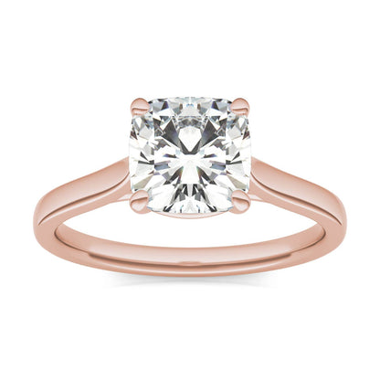 2.00 CTW DEW Cushion Moissanite Solitaire Engagement Ring in 14K Rose Gold