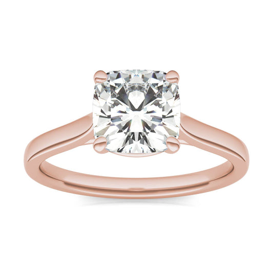 2.00 CTW DEW Cushion Moissanite Solitaire Engagement Ring in 14K Rose Gold