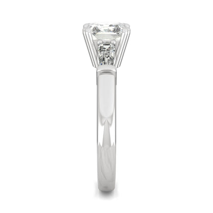 1.67 CTW DEW Asscher Moissanite Three-Stone Basket Ring in 14K White Gold