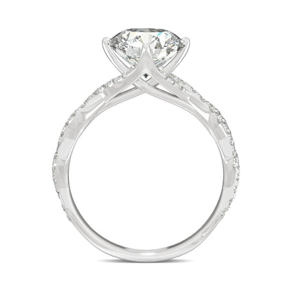 2.30 CTW DEW Round Moissanite Pave Ring in 14K White Gold