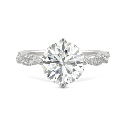 2.30 CTW DEW Round Moissanite Pave Ring in 14K White Gold