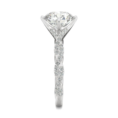 2.30 CTW DEW Round Moissanite Pave Ring in 14K White Gold