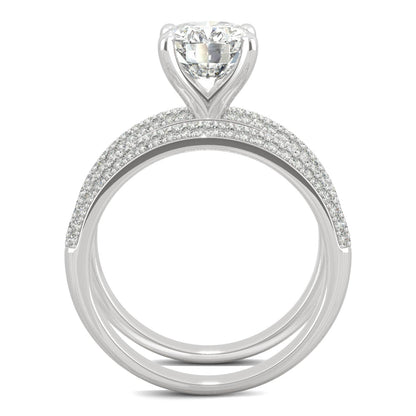 2.54 CTW DEW Oval Moissanite Side-Stone Bridal Set in 14K White Gold