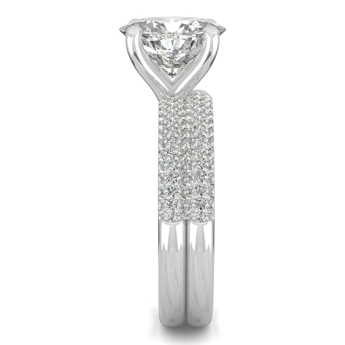 2.54 CTW DEW Oval Moissanite Side-Stone Bridal Set in 14K White Gold