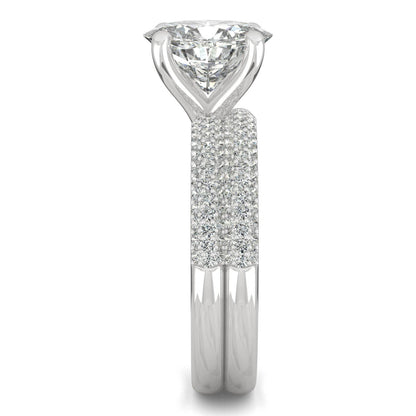 2.54 CTW DEW Oval Moissanite Side-Stone Bridal Set in 14K White Gold