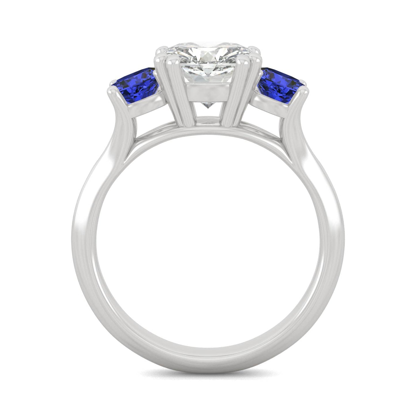 3.40 CTW DEW Cushion Moissanite Engagement Ring in 14K White Gold