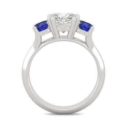 3.40 CTW DEW Cushion Moissanite Engagement Ring in 14K White Gold