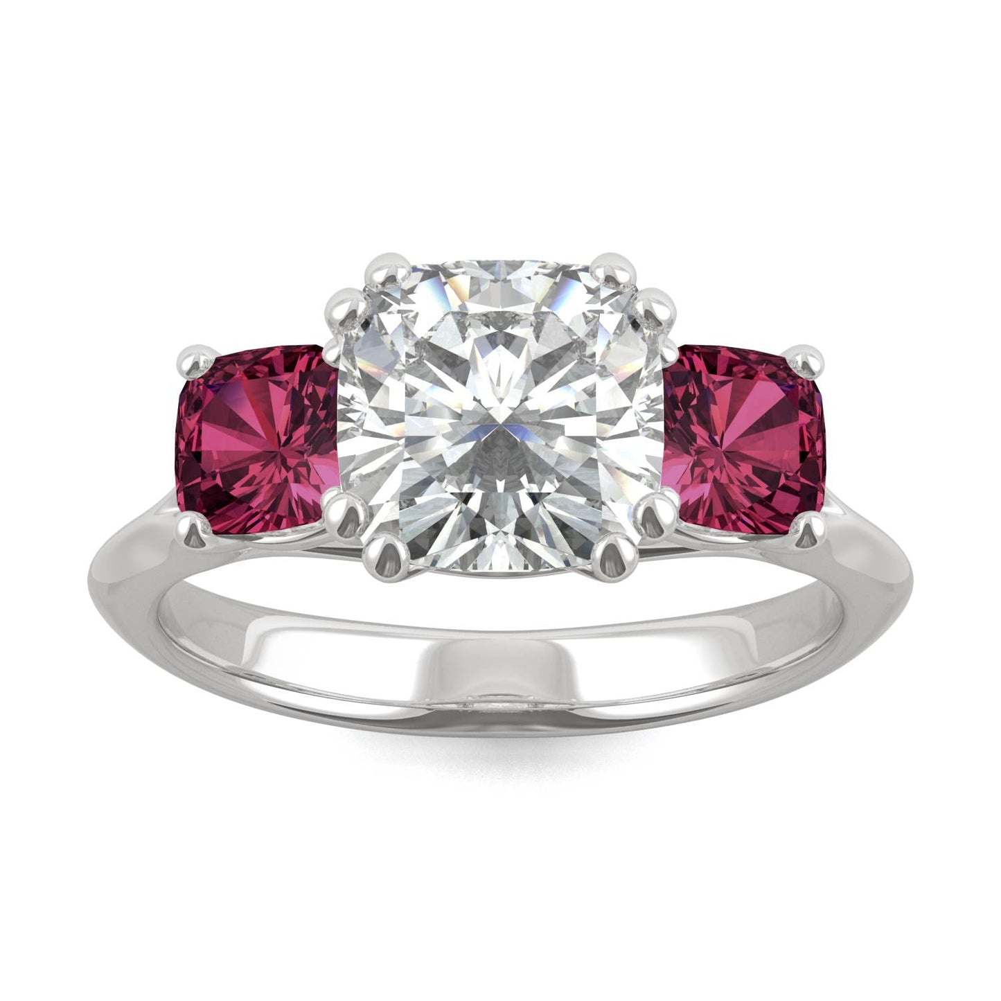 3.40 CTW DEW Cushion Moissanite Engagement Ring in 14K White Gold