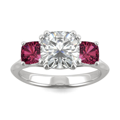 3.40 CTW DEW Cushion Moissanite Engagement Ring in 14K White Gold