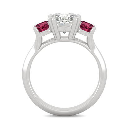 3.40 CTW DEW Cushion Moissanite Engagement Ring in 14K White Gold