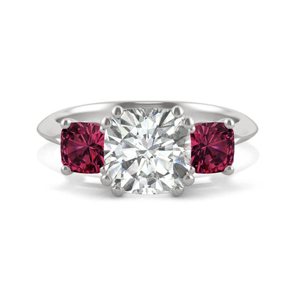 3.40 CTW DEW Cushion Moissanite Engagement Ring in 14K White Gold