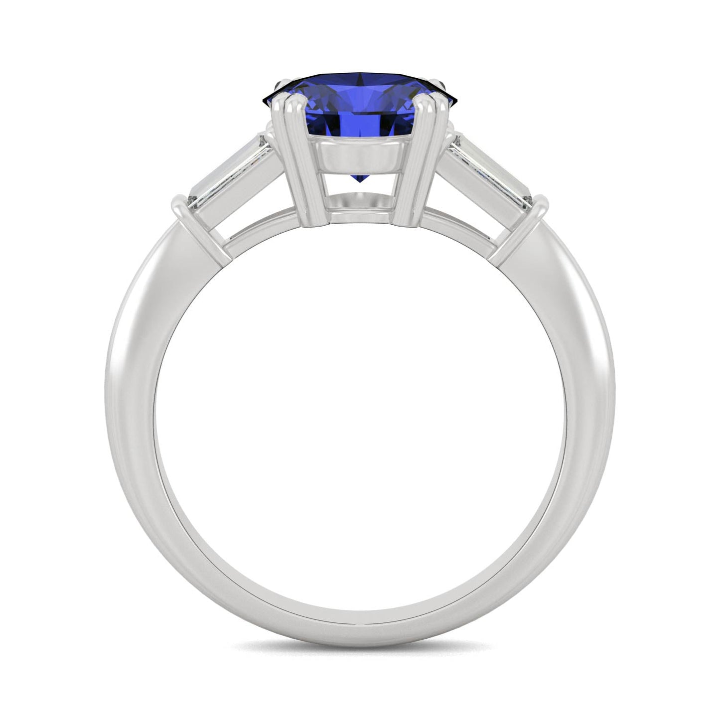 3.07 CTW DEW Round Sapphire Three-Stone Basket Ring in 14K White Gold