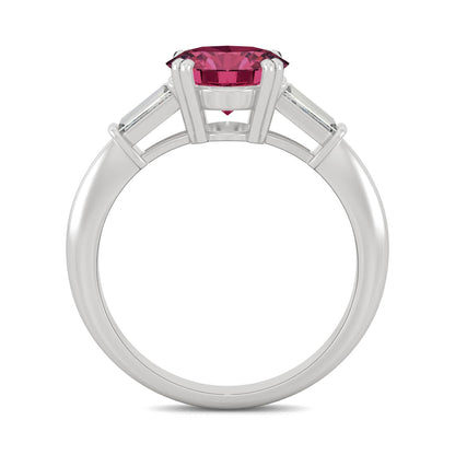 3.07 CTW DEW Round Ruby Three-Stone Basket Ring in 14K White Gold