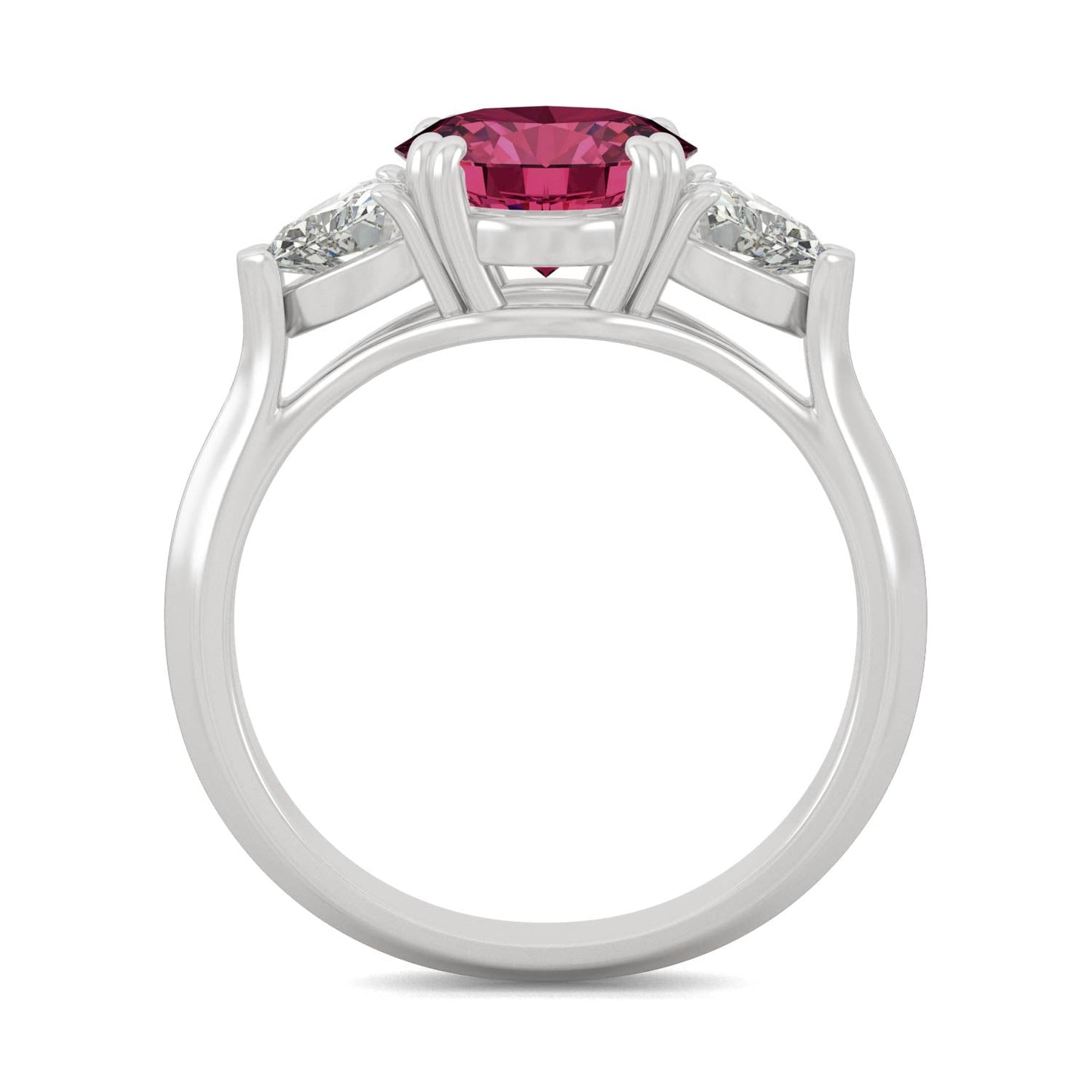 3.50 CTW DEW Round Ruby Engagement Ring in 14K White Gold